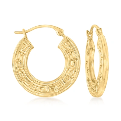 Canaria Fine Jewelry Canaria 10kt Yellow Gold Greek Key Hoop Earrings