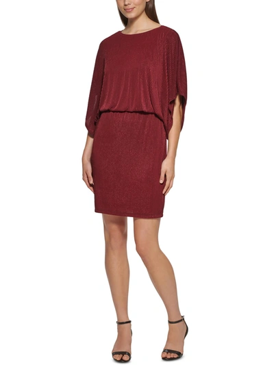 Jessica Howard Petites Womens Metallic Blouson Sheath Dress In Pink