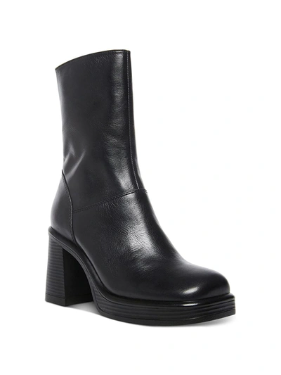 Steve Madden Fantsie Womens Leather Square Toe Mid-calf Boots In Black
