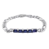 Mimi & Max 4 3/4 Ct Tgw Created Blue Sapphire Birthstone Link Bracelet In Sterling Silver In Silver