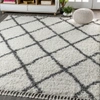 Jonathan Y Mercer Shag Plush Tassel Moroccan Geometric Trellis Area Rug