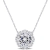 Mimi & Max 4 3/8 Ct Tgw Created White Sapphire Halo Pendant With Chain In 10k White Gold In Silver
