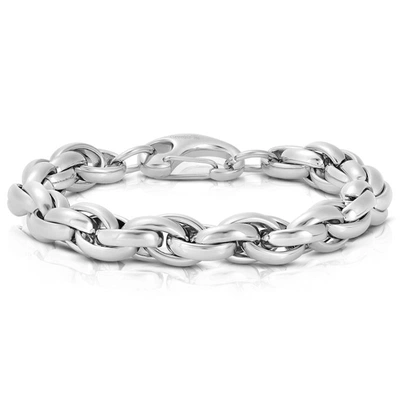 Crucible Jewelry Crucible Los Angeles Stainless Steel Rope Chain Bracelet 11mm Wide In Silver