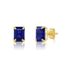 MAX + STONE 14K YELLOW GOLD SOLITAIRE EMERALD-CUT GEMSTONE STUD EARRINGS (7X5MM)