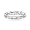 Ross-simons Italian 14kt White Gold Diamond-cut Ring In Silver