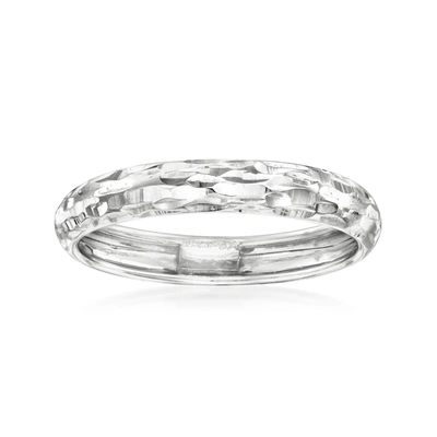 Ross-simons Italian 14kt White Gold Diamond-cut Ring In Silver