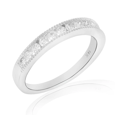 Vir Jewels 0.44 Cttw Diamond Wedding Band 14k White Gold 12 Stones Round Bridal Ring In Silver