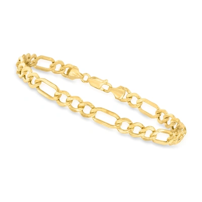 Canaria Fine Jewelry Canaria Men's 6.5mm 10kt Yellow Gold Figaro-link Bracelet In White