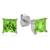 Max + Stone 10k White Gold 5mm Princess Cut Stud Earrings In Green