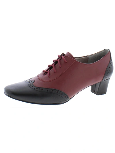 Auditions First Class Womens Leather Block Heel Oxford Heels In Multi