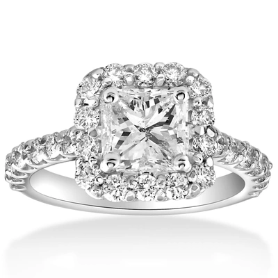Pompeii3 2 Cttw Halo Princess Square Cut Diamond Engagement Ring 14k White Gold In Multi