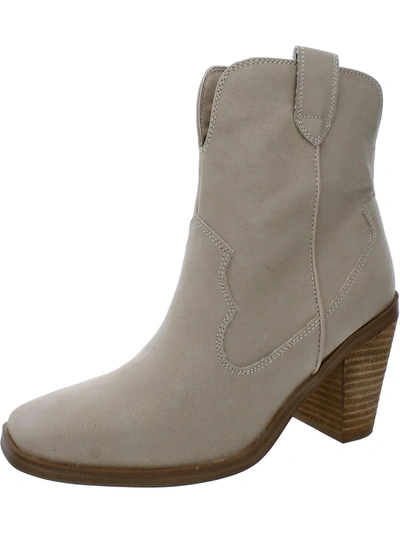 Mia Markus Womens Leather Square Toe Ankle Boots In Beige
