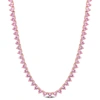Mimi & Max 31 1/2 Ct Tgw Heart Created Pink Sapphire Tennis Necklace In Rose Plated Sterling Silver In Purple