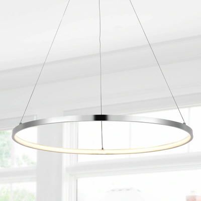 Jonathan Y Brice 23.7" Round Integrated Led Metal Pendant
