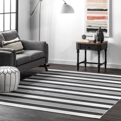 Nuloom Lena Machine Washable Striped Area Rug In Grey
