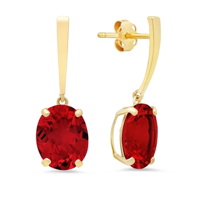 Max + Stone 14k Yellow Gold Solitaire Oval-cut Gemstone Drop Earrings (10x8mm) In Multi