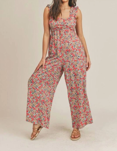 Merci Floral Jumpsuit In Bright Floral In Pink