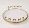 Classic Touch Decor White Flat Round Plate With Gold And White Beaded Design