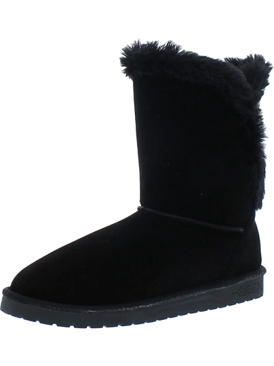 Muk Luks Womens Faux Shearling Knit Winter & Snow Boots In Black