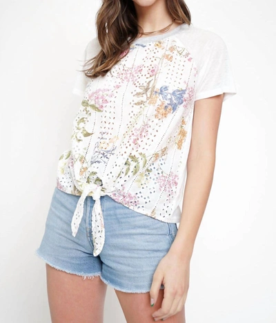 Mystree Lucy Tie Front Printed Top In Multi In White