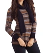 French Kyss Bethany Striped Sweater W/ Scarf In Navy Multi In Blue