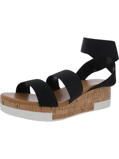 A.n.a. Eliza Womens Padded Insole Ankle Strap Wedge Sandals In Black