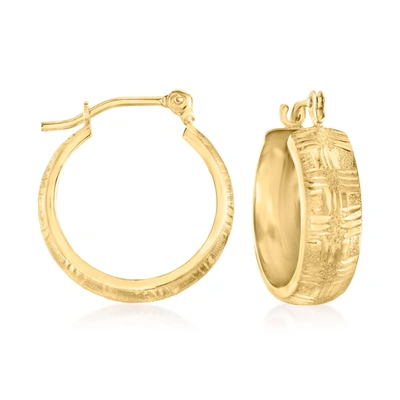 Canaria Fine Jewelry Canaria 10kt Yellow Gold Crosshatch Hoop Earrings