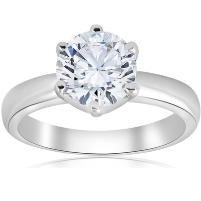 Pompeii3 1 1/2ct Round Diamond Solitaire Engagement Ring 6-prong 14k White Gold In Multi