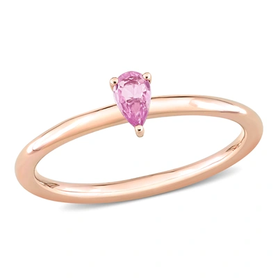 Mimi & Max 1/4 Ct Tgw Pear Pink Sapphire Stackable Ring In 10k Rose Gold