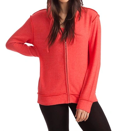French Kyss Kylie Hooded Kashmira Cardigan In Coral In Pink