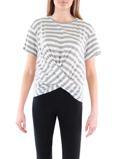 Anthropologie Maronie Womens Striped Tie Back T-shirt In White