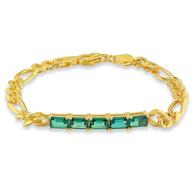 MIMI & MAX 2 1/4 CT TGW CREATED EMERALD BIRTHSTONE LINK BRACELET IN YELLOW PLATED STERLING SILVER