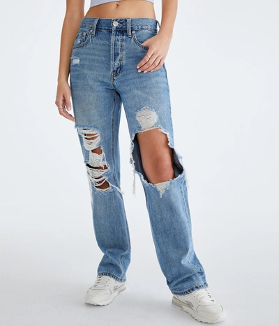 Aéropostale Women's '90s Super High-rise Baggy Jean In Blue