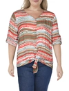 A+A COLLECTION WOMENS OPEN FRONT KNOT BUTTON-DOWN TOP