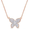 Mimi & Max 1/8 Ct Tw Diamond Butterfly Pendant With Chain In 10k Rose Gold In Silver