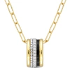 Mimi & Max 4/5 Ct Tgw Created White Sapphire Multi-textured Circular Pendant With Chain In Yellow Plated Sterli In Gold