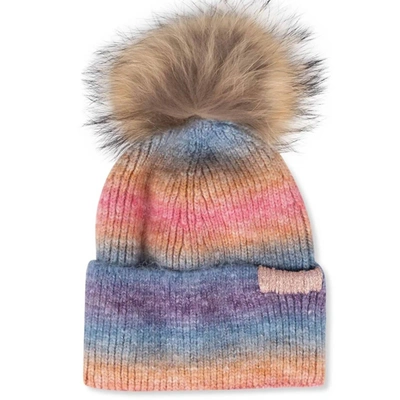 Haute Shore Fur Pom Pom Hat In Sunset (multi)