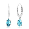 NICOLE MILLER 10K WHITE OR YELLOW GOLD OVAL CUT 6X4MM GEMSTONE DANGLE LEVER BACK EARRINGS FOR WOMEN WITH PUSH BACK