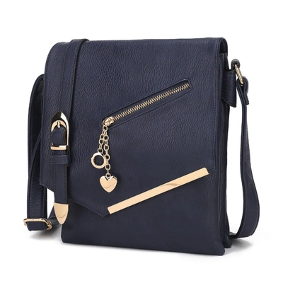 Mkf Collection By Mia K Jasmine Vega Leather Crossbody Handbag In Blue
