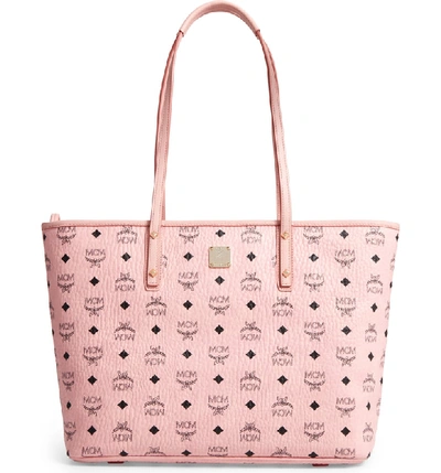 Mcm Anya Logo Print Medium Shopper Tote In Soft Pink