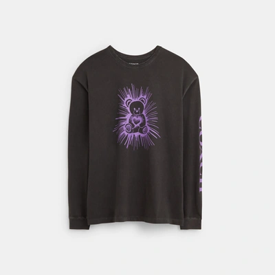 Coach Outlet Bear Graphic Relaxed Longsleeve T-shirt In Grey