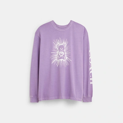 Coach Outlet Bear Graphic Relaxed Longsleeve T-shirt In Purple