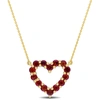 Mimi & Max 1 1/4ct Tgw Garnet Heart Pendant With Chain In 10k Yellow Gold - 17 In. In Red