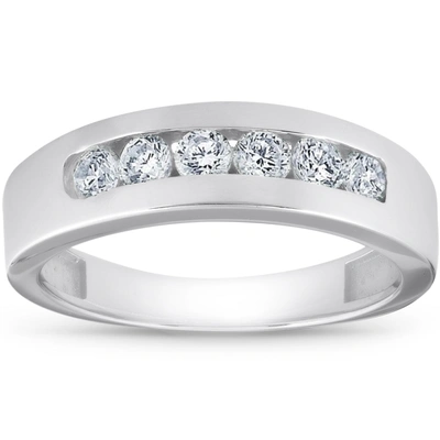 Pompeii3 1ct Diamond Channel Set Polished Wedding Band Mens Ring 14k White Gold Lab Created In Multi