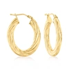 CANARIA FINE JEWELRY CANARIA ITALIAN 10KT YELLOW GOLD TEXTURED AND POLISHED OVAL HOOP EARRINGS
