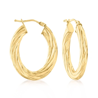 Canaria Fine Jewelry Canaria Italian 10kt Yellow Gold Textured And Polished Oval Hoop Earrings
