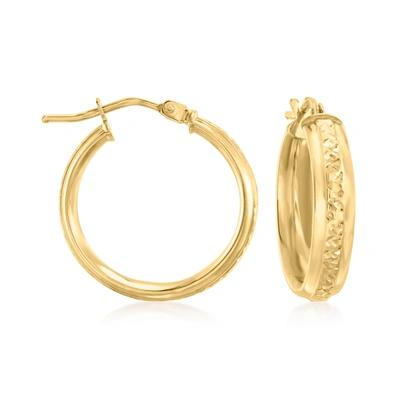 Canaria Fine Jewelry Canaria Italian 10kt Yellow Gold X-pattern Hoop Earrings