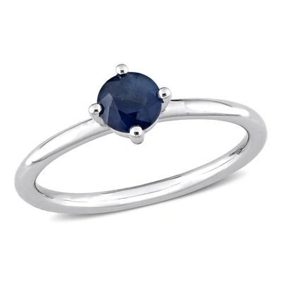 Mimi & Max 5/8 Ct Tgw Round Sapphire Stackable Ring In 10k White Gold In Blue