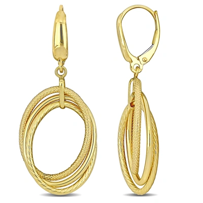 Mimi & Max Open Triple Oval Hanging Earrings On Leverback In 10k Yellow Gold