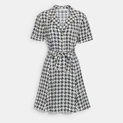 Coach Outlet Houndstooth Mini Dress In Black